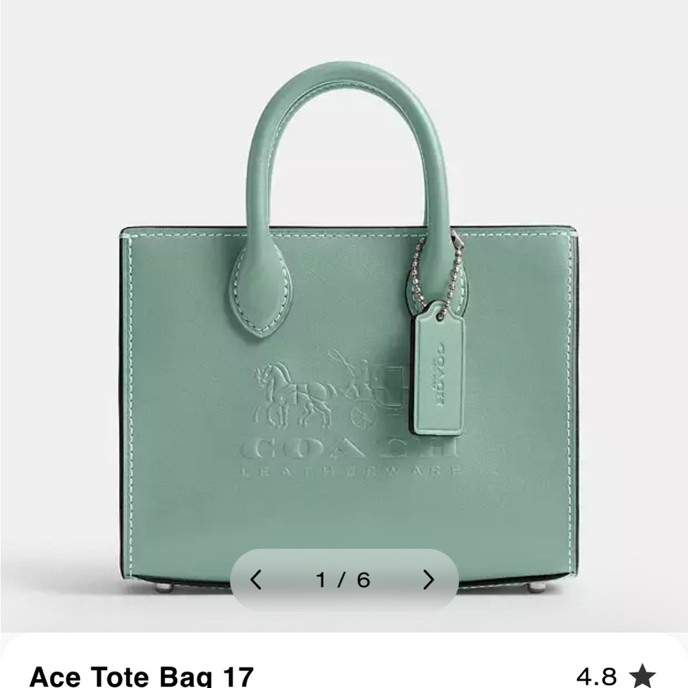 Coach Ace Tote bag 17 in Aquamarine smooth leather with silver hardware